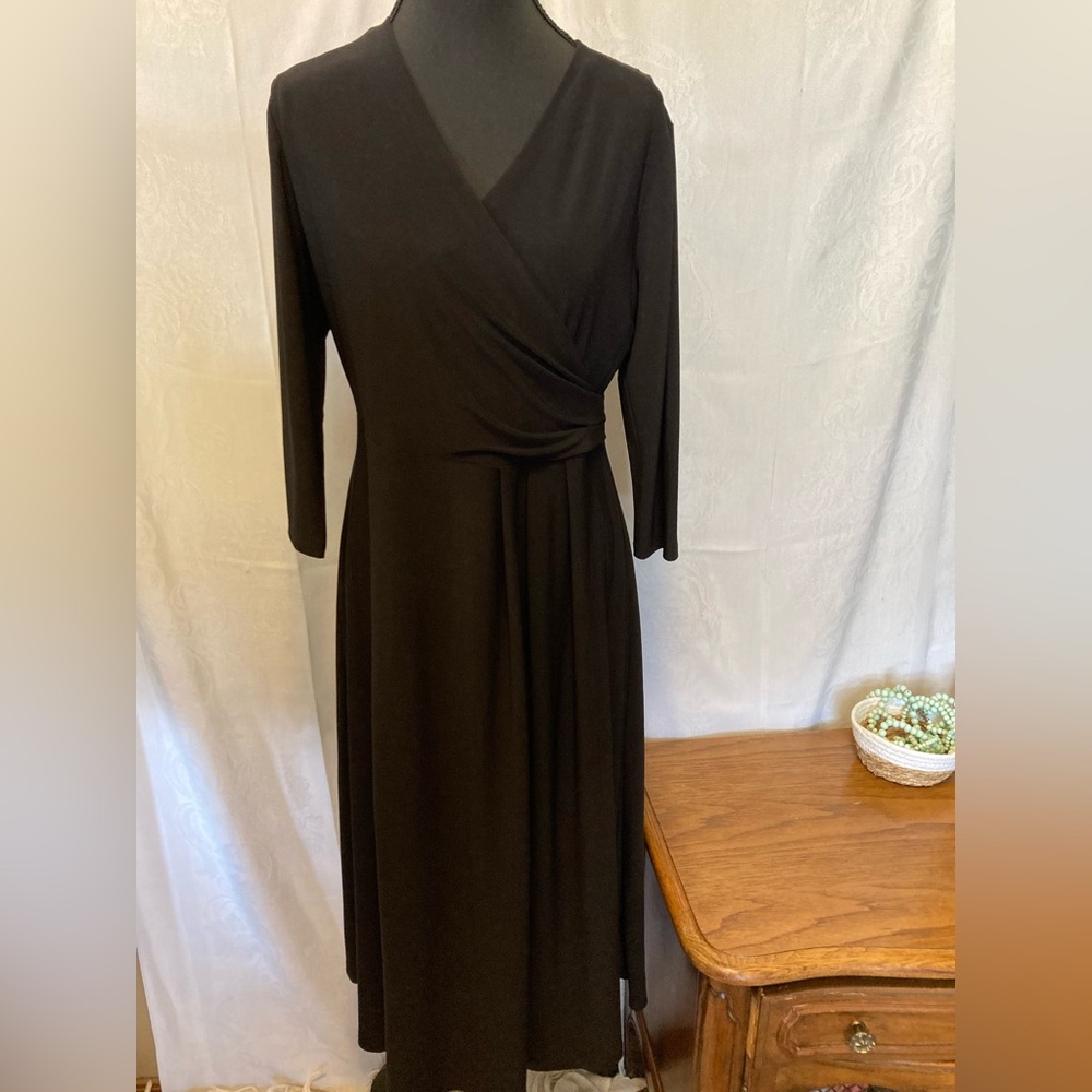 Investments Petites Soft Separates Black Medium Petite Black Tea Length Dress